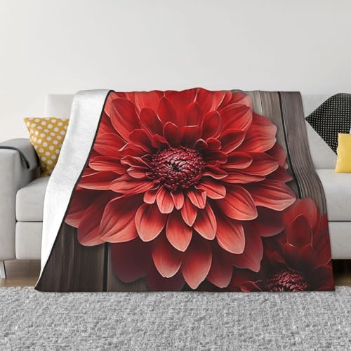 Decke und Überwürfe mit Blumenmuster, ultraweich, Mikrofleece, leicht, Flanell, Klimaanlage, Decken, für alle Jahreszeiten, warme Plüsch-Bettdecken für Sofa, Couch, 101,6 x 76,2 cm, Rot von FHEBNDS