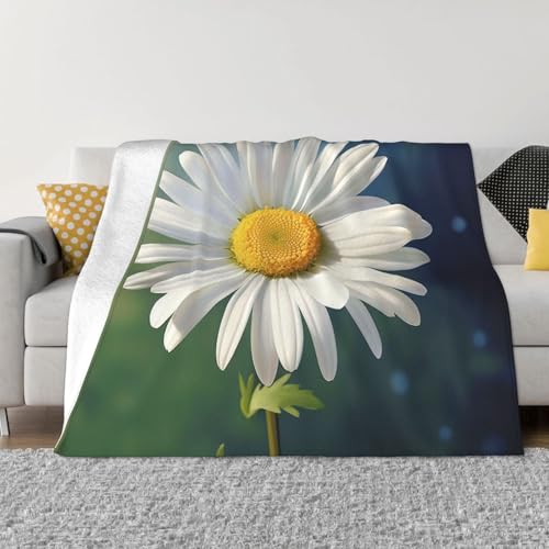 Decke und Überwürfe mit Gänseblümchen, ultraweich, Mikrofleece, leicht, Flanell, Klimaanlage, Decken, für alle Jahreszeiten, warme Plüsch-Bettdecken für Sofa, Couch, 152,4 x 127 cm von FHEBNDS