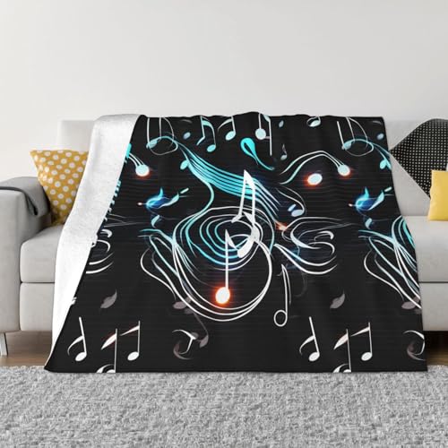 Decke und Überwürfe mit Musiknoten, ultraweich, Mikrofleece, leicht, Flanell, Klimaanlage, Decken, für alle Jahreszeiten, warme Plüsch-Bettdecken für Sofa, Couch, 152,4 x 127 cm von FHEBNDS