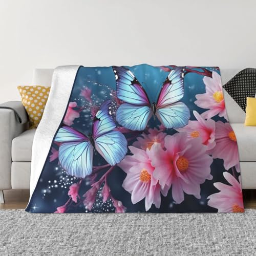 Decke und Überwürfe mit Schmetterlingsblüten, ultraweich, Mikrofleece, leicht, Flanell, Klimaanlage, Decken, für alle Jahreszeiten, warme Plüsch-Bettdecken für Sofa, Couch, 101,6 x 76,2 cm Decke und Überwürfe mit Schmetterlingsblüten, ultraweich, Mikrofleece, leicht, Flanell, Klimaanlage, Decken, für alle Jahreszeiten, warme Plüsch-Bettdecken für Sofa, Couch, 101,6 x 76,2 cm von FHEBNDS