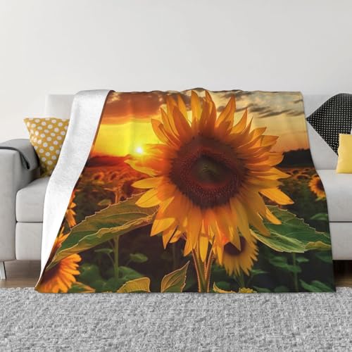 Decke und Überwürfe mit Sonnenblumen- und Sonnenuntergang, ultraweich, Mikrofleece, leicht, Flanell, Klimaanlage, Decken, für alle Jahreszeiten, warme Plüsch-Bettdecken für Sofa, Couch, 152,4 x 127 cm Decke und Überwürfe mit Sonnenblumen- und Sonnenuntergang, ultraweich, Mikrofleece, leicht, Flanell, Klimaanlage, Decken, für alle Jahreszeiten, warme Plüsch-Bettdecken für Sofa, Couch, 152,4 x 127 cm von FHEBNDS