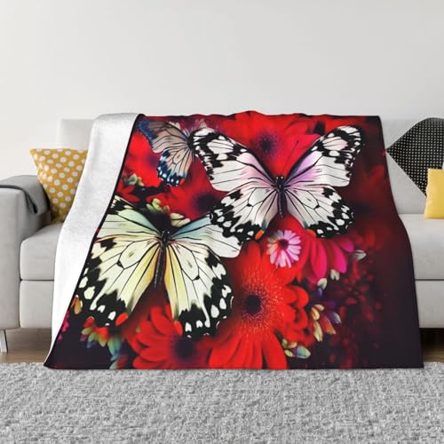 Decke und Überwürfe mit bunten Blumen und Schmetterlingen, ultraweich, Mikrofleece, leicht, Flanell, Klimaanlage, Decken, für alle Jahreszeiten, warme Plüsch-Bettdecken für Sofa, Couch, 203,2 x 152,4 Decke und Überwürfe mit bunten Blumen und Schmetterlingen, ultraweich, Mikrofleece, leicht, Flanell, Klimaanlage, Decken, für alle Jahreszeiten, warme Plüsch-Bettdecken für Sofa, Couch, 203,2 x 152,4 von FHEBNDS