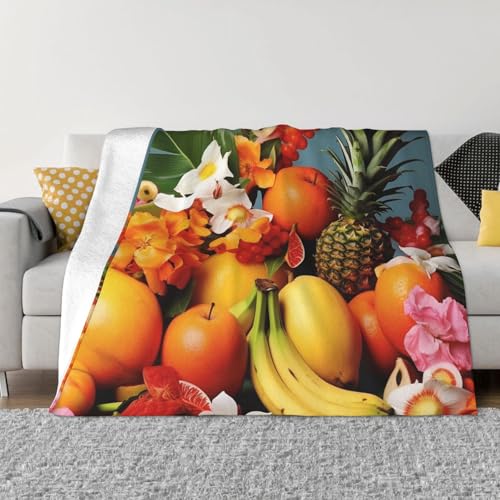 Decke und Überwürfe mit tropischen Früchten und Blumen, ultraweich, Mikrofleece, leicht, Flanell, Klimaanlage, Decken, für alle Jahreszeiten, warme Plüsch-Bettdecken für Sofa, Couch, 203,2 x 152,4 cm Decke und Überwürfe mit tropischen Früchten und Blumen, ultraweich, Mikrofleece, leicht, Flanell, Klimaanlage, Decken, für alle Jahreszeiten, warme Plüsch-Bettdecken für Sofa, Couch, 203,2 x 152,4 cm von FHEBNDS