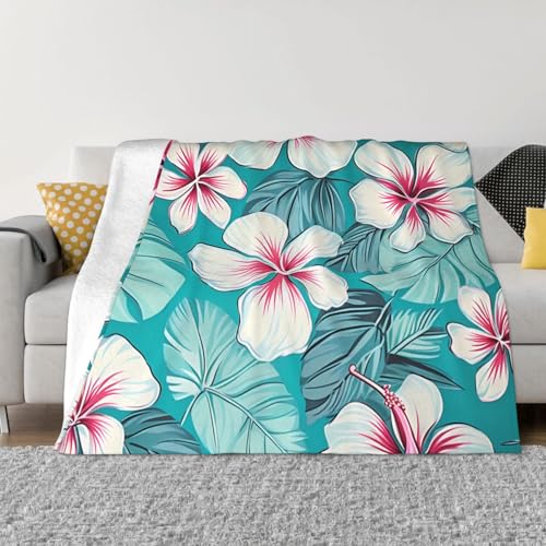 Decke und Überwürfe mit tropischen Hibiskusblumen, ultraweich, Mikrofleece, leicht, Flanell, Klimaanlage, Decken, für alle Jahreszeiten, warme Plüsch-Bettdecken für Sofa, Couch, 101,6 x 76,2 cm Decke und Überwürfe mit tropischen Hibiskusblumen, ultraweich, Mikrofleece, leicht, Flanell, Klimaanlage, Decken, für alle Jahreszeiten, warme Plüsch-Bettdecken für Sofa, Couch, 101,6 x 76,2 cm von FHEBNDS