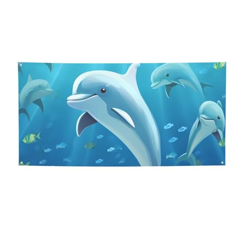 Delfin-Banner für drinnen und draußen, Party-Banner und Schilder, personalisierbares Poster, Foto-Hintergrund, Hintergrund für Geschäftsabschluss, Hochzeit, Veranstaltung, Dekoration, Größe M von FHEBNDS