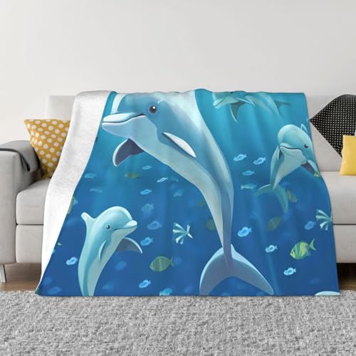 Delfin-Decke und Überwürfe, ultraweich, Mikrofleece, Überwurf, leicht, Flanell, Klimaanlage, Decken, für alle Jahreszeiten, warme Plüsch-Bettdecken für Sofa, Couch, 101,6 x 76,2 cm Delfin-Decke und Überwürfe, ultraweich, Mikrofleece, Überwurf, leicht, Flanell, Klimaanlage, Decken, für alle Jahreszeiten, warme Plüsch-Bettdecken für Sofa, Couch, 101,6 x 76,2 cm von FHEBNDS