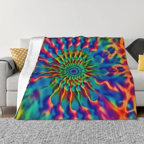 Farbige Batikdecke und Überwürfe, ultraweich, Mikrofleece, Überwurf, Decke, leicht, Flanell, Klimaanlage, Decken, für alle Jahreszeiten, warme Plüsch-Bettdecken für Sofa, Couch, 203,2 x 152,4 cm von FHEBNDS
