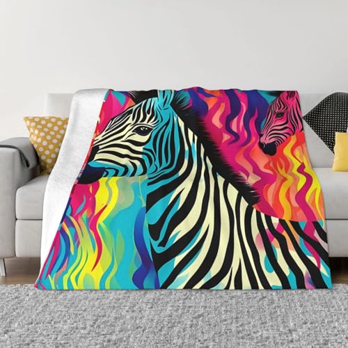 Farbige Zebra-Decke und Überwürfe, ultraweiches Mikrofleece, Überwurf, leicht, Flanell, Klimaanlage, Decken, für alle Jahreszeiten, warme Plüsch-Bettdecken für Sofa, Couch, 152,4 x 127 cm Farbige Zebra-Decke und Überwürfe, ultraweiches Mikrofleece, Überwurf, leicht, Flanell, Klimaanlage, Decken, für alle Jahreszeiten, warme Plüsch-Bettdecken für Sofa, Couch, 152,4 x 127 cm von FHEBNDS
