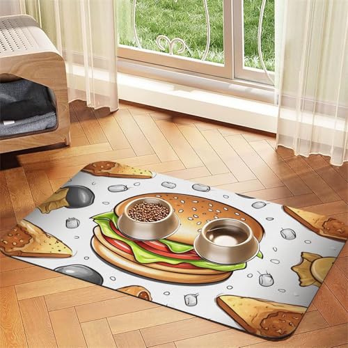 Fast Food Futtermatte für Haustiere, 40 x 60 cm, saugfähige Hundematte für Futter und Wassernapf, PU-Leder, Katzenfuttermatte, wasserdicht, schnell trocknend, Haustier-Tischsets, keine Flecken von FHEBNDS