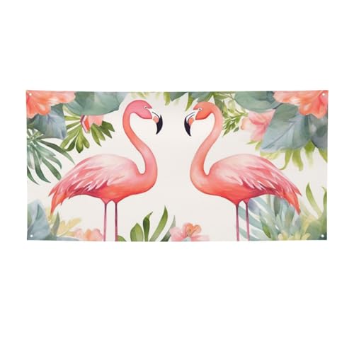 Flamingos und Blumen Banner Druck Indoor Outdoor Flagge Party Banner und Schilder personalisiert Poster Foto Hintergrund für Business Abschlussfeier Hochzeit Event Dekoration klein von FHEBNDS