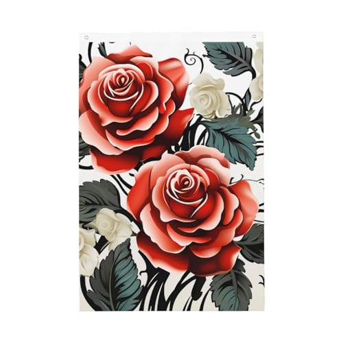 Florale Rosen-Efeu mit Blättern, Frühlingsflaggen für den Außenbereich, 60 x 90 cm, vertikaler doppelseitiger Druck, Gartenflagge, Outdoor-Flagge, Urlaubsbanner mit Ösen, Hausflagge für Rasen, Veranda Florale Rosen-Efeu mit Blättern, Frühlingsflaggen für den Außenbereich, 60 x 90 cm, vertikaler doppelseitiger Druck, Gartenflagge, Outdoor-Flagge, Urlaubsbanner mit Ösen, Hausflagge für Rasen, Veranda von FHEBNDS