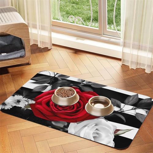 Futtermatte für Haustiere, 30 x 45 cm, saugfähige Hundematte für Futter- und Wassernapf, PU-Leder, Katzenfuttermatte, wasserdicht, schnell trocknend, keine Flecken von FHEBNDS