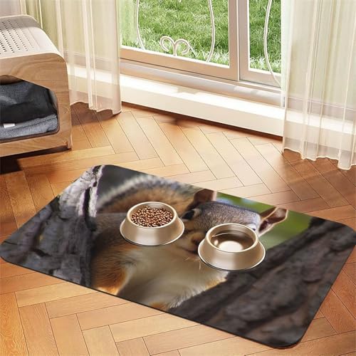 Futtermatte für Haustiere, Eichhörnchen im Baum, 40 x 60 cm, saugfähige Hundematte für Futter und Wassernapf, PU-Leder, Katzenfuttermatte, wasserdicht, schnell trocknend, keine Flecken Futtermatte für Haustiere, Eichhörnchen im Baum, 40 x 60 cm, saugfähige Hundematte für Futter und Wassernapf, PU-Leder, Katzenfuttermatte, wasserdicht, schnell trocknend, keine Flecken von FHEBNDS