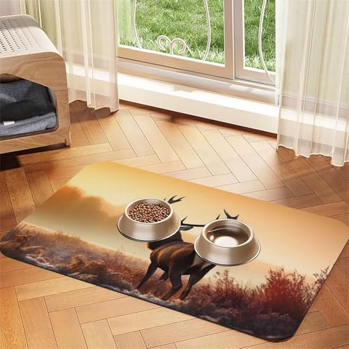Futtermatte für Haustiere im Querformat, 30 x 45 cm, saugfähige Hundematte für Futter- und Wassernapf, PU-Leder, Katzenfuttermatte, wasserdicht, schnell trocknend, keine Flecken von FHEBNDS