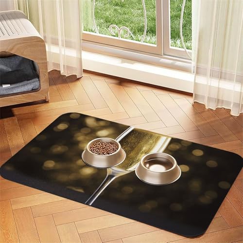 Futternapf-Matte für Haustiere, 40 x 60 cm, saugfähige Hundematte für Futter und Wassernapf, PU-Leder, Katzenfuttermatte, wasserdicht, schnell trocknend, keine Flecken von FHEBNDS