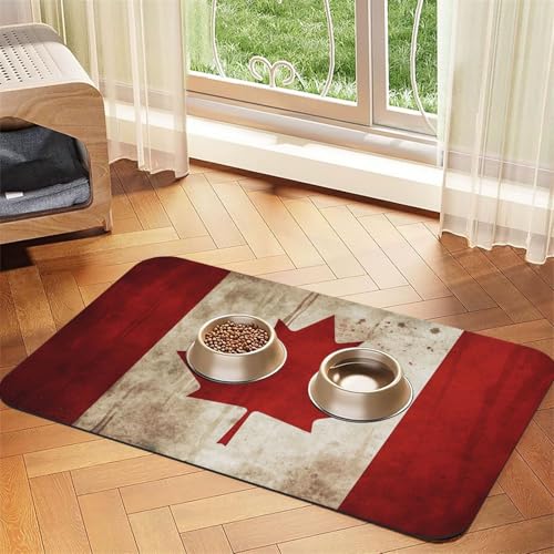 Futternapf-Matte mit Kanada-Flagge, saugfähige Hundematte für Futter- und Wassernapf, PU-Leder, Katzenfuttermatte, wasserdicht, schnell trocknend, keine Flecken von FHEBNDS