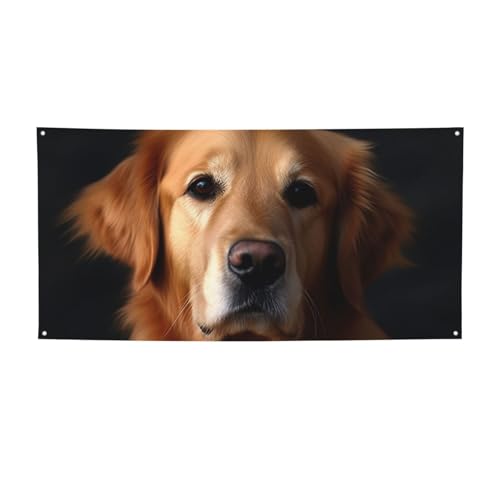 Golden Retriever Banner Druck Indoor Outdoor Flagge Party Banner und Schilder personalisiert Poster Foto Hintergrund für Business Abschluss Hochzeit Event Dekoration klein von FHEBNDS