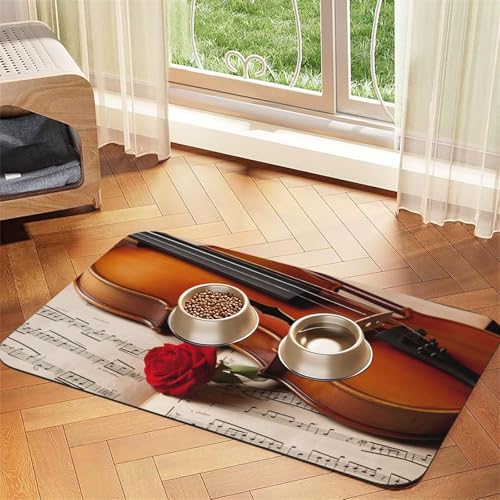 Haustier-Futtermatte für Violine, 30 x 45 cm, saugfähige Hundematte für Futter und Wassernapf, PU-Leder, Katzenfuttermatte, wasserdicht, schnell trocknend, Haustier-Tischsets, keine Flecken von FHEBNDS