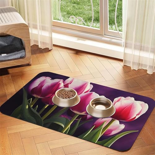 Haustier-Futtermatte mit Blumen, 30 x 45 cm, saugfähige Hundematte für Futter- und Wassernapf, PU-Leder, Katzenfuttermatte, wasserdicht, schnell trocknend, Haustier-Tischsets, keine Flecken Haustier-Futtermatte mit Blumen, 30 x 45 cm, saugfähige Hundematte für Futter- und Wassernapf, PU-Leder, Katzenfuttermatte, wasserdicht, schnell trocknend, Haustier-Tischsets, keine Flecken von FHEBNDS