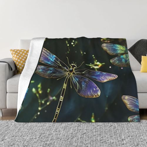 Libellen-Decke und Überwürfe, ultraweich, Mikrofleece, Überwurf, leicht, Flanell, Klimaanlage, Decken, für alle Jahreszeiten, warme Plüsch-Bettdecken für Sofa, Couch, 101,6 x 76,2 cm Libellen-Decke und Überwürfe, ultraweich, Mikrofleece, Überwurf, leicht, Flanell, Klimaanlage, Decken, für alle Jahreszeiten, warme Plüsch-Bettdecken für Sofa, Couch, 101,6 x 76,2 cm von FHEBNDS