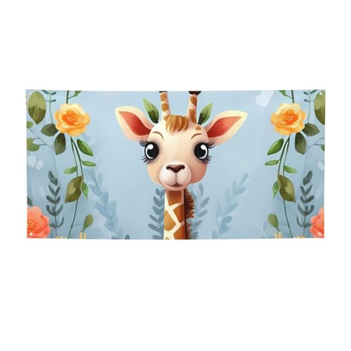 Niedliches Giraffen-Blumen-Banner für drinnen und draußen, Party-Banner und Schilder, personalisierbares Poster, Fotohintergrund, Hintergrund für Geschäftsabschluss, Hochzeit, Veranstaltung von FHEBNDS