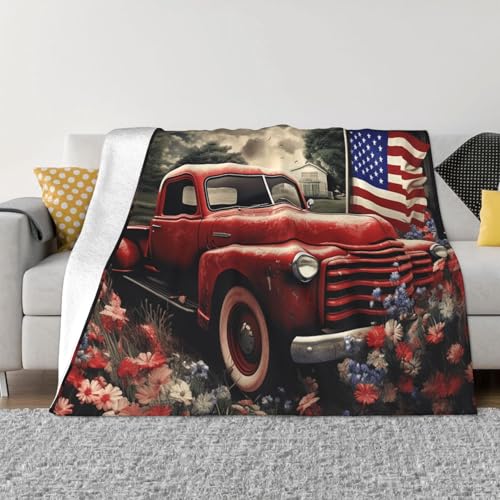 Patriotische LKW-Decke und Überwürfe für den 4. Juli, ultraweich, Mikrofleece, leicht, Flanell, Klimaanlage, Decken, für alle Jahreszeiten, warme Plüsch-Bettdecken für Sofa, Couch, 101,6 x 76,2 cm Patriotische LKW-Decke und Überwürfe für den 4. Juli, ultraweich, Mikrofleece, leicht, Flanell, Klimaanlage, Decken, für alle Jahreszeiten, warme Plüsch-Bettdecken für Sofa, Couch, 101,6 x 76,2 cm von FHEBNDS
