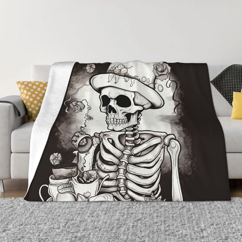 Skelett-Kochdecke und Überwürfe, ultraweich, Mikrofleece, Überwurf, leicht, Flanell, Klimaanlage, Decken, für alle Jahreszeiten, warme Plüsch-Bettdecken für Sofa, Couch, 203,2 x 152,4 cm Skelett-Kochdecke und Überwürfe, ultraweich, Mikrofleece, Überwurf, leicht, Flanell, Klimaanlage, Decken, für alle Jahreszeiten, warme Plüsch-Bettdecken für Sofa, Couch, 203,2 x 152,4 cm von FHEBNDS