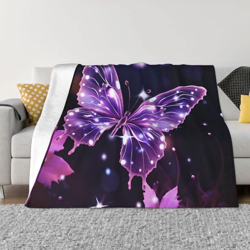 Süße lila Schmetterlings-Decke und Überwürfe, ultraweiches Mikrofleece, Überwurf, leicht, Flanell, Klimaanlage, Decken, für alle Jahreszeiten, warme Plüsch-Bettdecken für Sofa, Couch, 101,6 x 76,2 cm Süße lila Schmetterlings-Decke und Überwürfe, ultraweiches Mikrofleece, Überwurf, leicht, Flanell, Klimaanlage, Decken, für alle Jahreszeiten, warme Plüsch-Bettdecken für Sofa, Couch, 101,6 x 76,2 cm von FHEBNDS