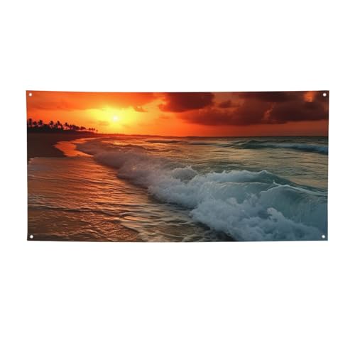 The Beach Sunset Banner Printing Indoor Outdoor Flag Party Banner and Signs Personalized Poster Photo Backdrop Background for Business Graduation Wedding Event Decoration Medium von FHEBNDS