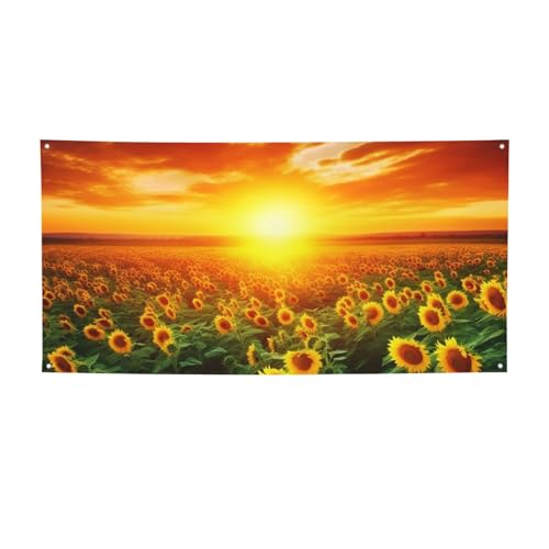 Traumhafter Sonnenuntergang eines Sonnenblumenfeld-Banners für drinnen und draußen, Party-Banner und Schilder, personalisierbares Poster, Foto-Hintergrund, Hintergrund für Business, Abschlussfeier von FHEBNDS
