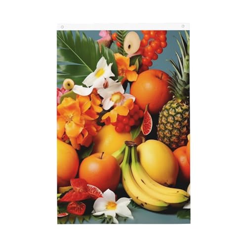 Tropische Früchte und Blumen Flaggen für den Außenbereich, 60 x 90 cm, vertikal, doppelseitig, bedruckt, Gartenflagge, Outdoor-Flagge, Urlaubsbanner mit Ösen, Hausflagge für Rasen, Veranda Tropische Früchte und Blumen Flaggen für den Außenbereich, 60 x 90 cm, vertikal, doppelseitig, bedruckt, Gartenflagge, Outdoor-Flagge, Urlaubsbanner mit Ösen, Hausflagge für Rasen, Veranda von FHEBNDS
