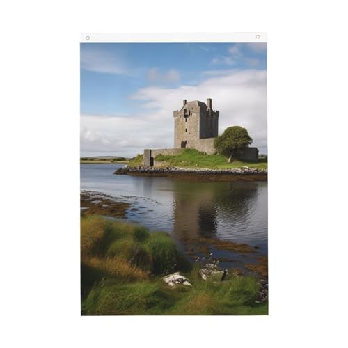 View of The Dunguaire Castle Flags for Outside 2x3 Ft Vertical Double Sided Print Garden Flag Outdoor Flags Holiday Banner with Grommets House Yard Flag for Lawn, Porch Home Decorations von FHEBNDS