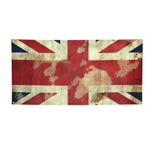 Vintage Union Jack British Flag Banner Druck Indoor Outdoor Flagge Party Banner und Schilder personalisiert Poster Foto Hintergrund für Business Abschlussfeier Hochzeit Event Dekoration klein von FHEBNDS
