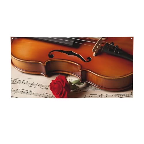 Violine Notenbanner Druck Indoor Outdoor Flagge Party Banner und Schilder personalisiert Poster Foto Hintergrund für Business Abschluss Hochzeit Event Dekoration klein von FHEBNDS