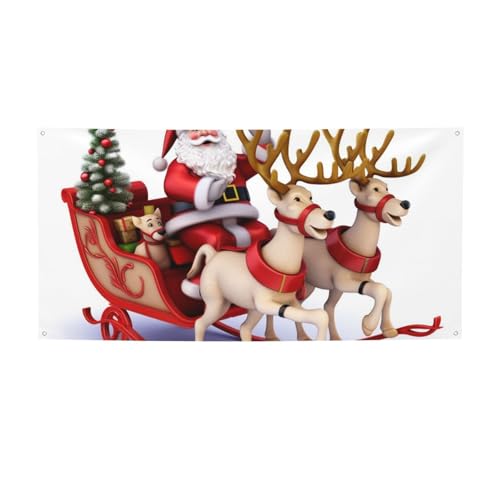Weihnachtsmann Rentier Schlitten Banner Druck Indoor Outdoor Flagge Party Banner und Schilder personalisiert Poster Foto Hintergrund für Business Abschluss Hochzeit Event Dekoration Medium von FHEBNDS