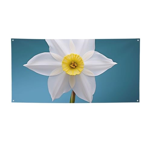 Weiße Narzissen-Banner für drinnen und draußen, Party-Banner und Schilder, personalisiertes Poster, Foto-Hintergrund, für Geschäftsabschluss, Hochzeit, Veranstaltung, Dekoration, klein von FHEBNDS