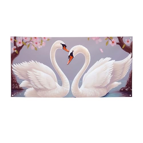 Weiße Schwäne mit floralem Baum, Banner für drinnen und draußen, Party-Banner und Schilder, personalisierbares Poster, Foto-Hintergrund, Hintergrund für Geschäftsabschluss, Hochzeit, Veranstaltung Weiße Schwäne mit floralem Baum, Banner für drinnen und draußen, Party-Banner und Schilder, personalisierbares Poster, Foto-Hintergrund, Hintergrund für Geschäftsabschluss, Hochzeit, Veranstaltung von FHEBNDS