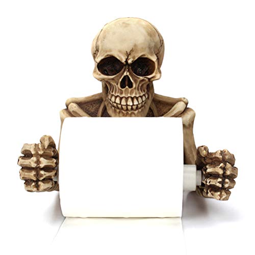 Skeleton Skulls Dekorativer Toilettenpapierhalter, Scary Halloween Decorations Badezimmer Wandtafeln Accessoires, Skulpturen und Neuheiten Badaccessoires oder Spooky Skulls & Skeletons von FHEDE