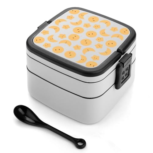 Doppelschichtige Bento-Box, 1000 ml, PP-Bento-Box mit Löffel, auslaufsicher, tragbar für Arbeit, Reisen, Camping, ideal für Großbritannien und Europa [1000 ml insgesamt, 450 ml obere, 550 ml untere Doppelschichtige Bento-Box, 1000 ml, PP-Bento-Box mit Löffel, auslaufsicher, tragbar für Arbeit, Reisen, Camping, ideal für Großbritannien und Europa [1000 ml insgesamt, 450 ml obere, 550 ml untere von FHEDMN