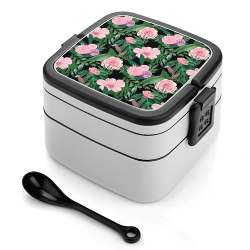 Doppelschichtige Bento-Box, 1000 ml, PP-Bento-Box mit Löffel, auslaufsicher, tragbar für Arbeit, Reisen, Camping, ideal für Großbritannien und Europa [1000 ml insgesamt, 450 ml obere, 550 ml untere Doppelschichtige Bento-Box, 1000 ml, PP-Bento-Box mit Löffel, auslaufsicher, tragbar für Arbeit, Reisen, Camping, ideal für Großbritannien und Europa [1000 ml insgesamt, 450 ml obere, 550 ml untere von FHEDMN