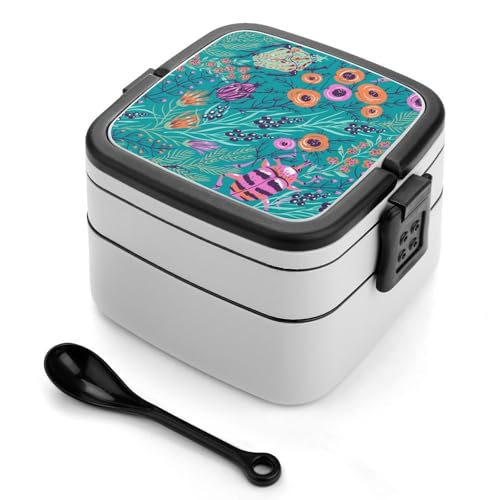 Doppelschichtige Bento-Box, 1000 ml, PP-Bento-Box mit Löffel, auslaufsicher, tragbar für Arbeit, Reisen, Camping, ideal für Großbritannien und Europa [1000 ml insgesamt, 450 ml obere, 550 ml untere Doppelschichtige Bento-Box, 1000 ml, PP-Bento-Box mit Löffel, auslaufsicher, tragbar für Arbeit, Reisen, Camping, ideal für Großbritannien und Europa [1000 ml insgesamt, 450 ml obere, 550 ml untere von FHEDMN