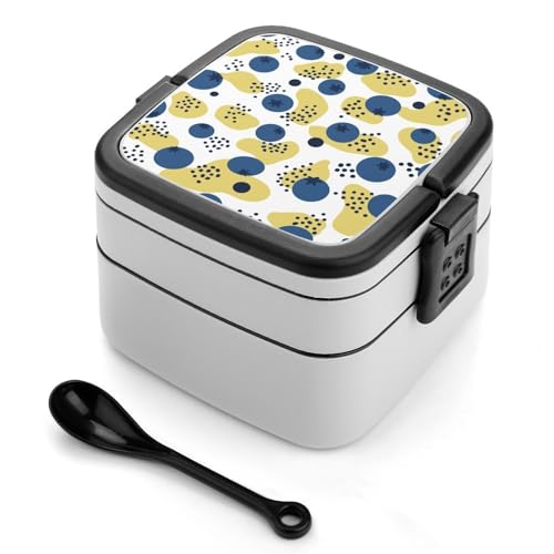 Doppelschichtige Bento-Box, 1000 ml, PP-Bento-Box mit Löffel, auslaufsicher, tragbar für Arbeit, Reisen, Camping, ideal für Großbritannien und Europa [1000 ml insgesamt, 450 ml obere, 550 ml untere Doppelschichtige Bento-Box, 1000 ml, PP-Bento-Box mit Löffel, auslaufsicher, tragbar für Arbeit, Reisen, Camping, ideal für Großbritannien und Europa [1000 ml insgesamt, 450 ml obere, 550 ml untere von FHEDMN