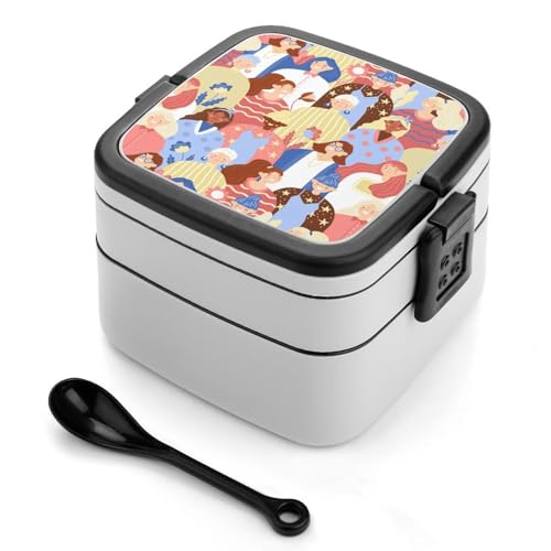 Doppelschichtige Bento-Box, 1000 ml, PP-Bento-Box mit Löffel, auslaufsicher, tragbar für Arbeit, Reisen, Camping, ideal für Großbritannien und Europa [1000 ml insgesamt, 450 ml obere, 550 ml untere Doppelschichtige Bento-Box, 1000 ml, PP-Bento-Box mit Löffel, auslaufsicher, tragbar für Arbeit, Reisen, Camping, ideal für Großbritannien und Europa [1000 ml insgesamt, 450 ml obere, 550 ml untere von FHEDMN