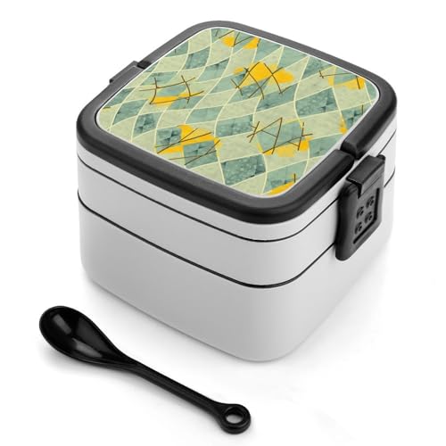 Doppelschichtige Bento-Box, 1000 ml, PP-Bento-Box mit Löffel, auslaufsicher, tragbar für Arbeit, Reisen, Camping, ideal für Großbritannien und Europa [1000 ml insgesamt, 450 ml obere, 550 ml untere Doppelschichtige Bento-Box, 1000 ml, PP-Bento-Box mit Löffel, auslaufsicher, tragbar für Arbeit, Reisen, Camping, ideal für Großbritannien und Europa [1000 ml insgesamt, 450 ml obere, 550 ml untere von FHEDMN