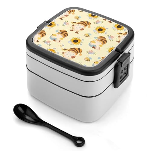 Doppelschichtige Bento-Box, 1000 ml, PP-Bento-Box mit Löffel, auslaufsicher, tragbar für Arbeit, Reisen, Camping, ideal für Großbritannien und Europa [1000 ml insgesamt, 450 ml obere, 550 ml untere Doppelschichtige Bento-Box, 1000 ml, PP-Bento-Box mit Löffel, auslaufsicher, tragbar für Arbeit, Reisen, Camping, ideal für Großbritannien und Europa [1000 ml insgesamt, 450 ml obere, 550 ml untere von FHEDMN