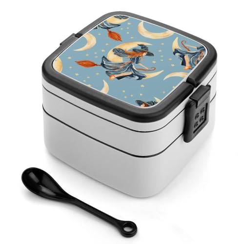 Doppelschichtige Bento-Box, 1000 ml, PP-Bento-Box mit Löffel, auslaufsicher, tragbar für Arbeit, Reisen, Camping, ideal für Großbritannien und Europa [1000 ml insgesamt, 450 ml obere, 550 ml untere Doppelschichtige Bento-Box, 1000 ml, PP-Bento-Box mit Löffel, auslaufsicher, tragbar für Arbeit, Reisen, Camping, ideal für Großbritannien und Europa [1000 ml insgesamt, 450 ml obere, 550 ml untere von FHEDMN
