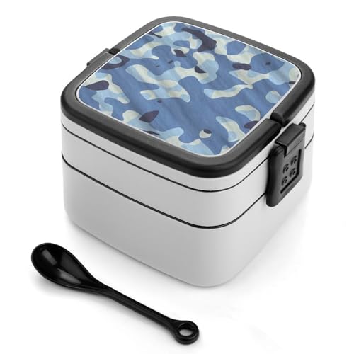 Doppelschichtige Bento-Box, 1000 ml, PP-Bento-Box mit Löffel, auslaufsicher, tragbar für Arbeit, Reisen, Camping, ideal für Großbritannien und Europa [1000 ml insgesamt, 450 ml obere, 550 ml untere Doppelschichtige Bento-Box, 1000 ml, PP-Bento-Box mit Löffel, auslaufsicher, tragbar für Arbeit, Reisen, Camping, ideal für Großbritannien und Europa [1000 ml insgesamt, 450 ml obere, 550 ml untere von FHEDMN