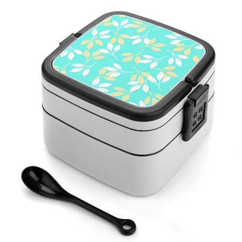 Doppelschichtige Bento-Box, 1000 ml, PP-Bento-Box mit Löffel, auslaufsicher, tragbar für Arbeit, Reisen, Camping, ideal für Großbritannien und Europa [1000 ml insgesamt, 450 ml obere, 550 ml untere von FHEDMN