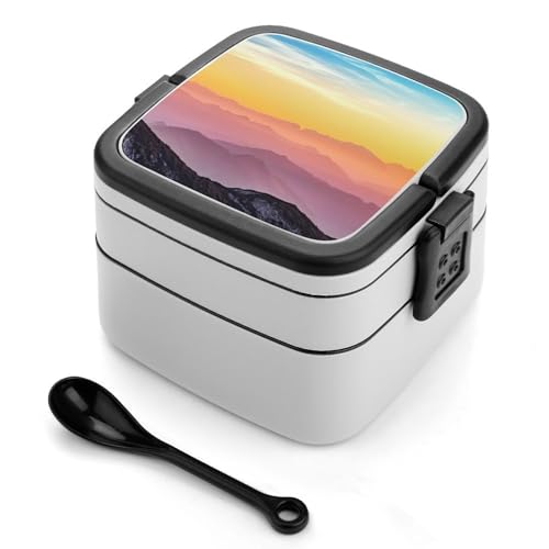 Doppelschichtige Bento-Box, 1000 ml, PP-Bento-Box mit Löffel, auslaufsicher, tragbar für Arbeit, Reisen, Camping, ideal für Großbritannien und Europa [1000 ml insgesamt, 450 ml obere, 550 ml untere Doppelschichtige Bento-Box, 1000 ml, PP-Bento-Box mit Löffel, auslaufsicher, tragbar für Arbeit, Reisen, Camping, ideal für Großbritannien und Europa [1000 ml insgesamt, 450 ml obere, 550 ml untere von FHEDMN