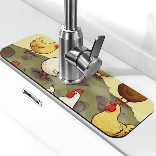 A Brood of Chickens Wasserhahnmatte für Küchenspüle – 2025 Premium-Upgrade: Super saugfähiger Kieselgur, schnell trocknender Wasserhahn-Saugnapf, waschbar, Küchenspüle, Spritzschutz, 14 x 38 cm A Brood of Chickens Wasserhahnmatte für Küchenspüle – 2025 Premium-Upgrade: Super saugfähiger Kieselgur, schnell trocknender Wasserhahn-Saugnapf, waschbar, Küchenspüle, Spritzschutz, 14 x 38 cm von FHEDVBN